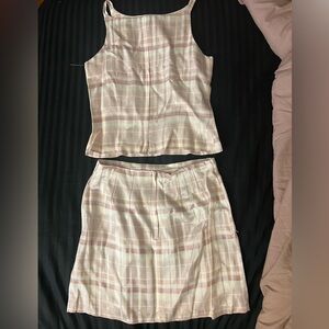 Vintage pink plaid two piece set